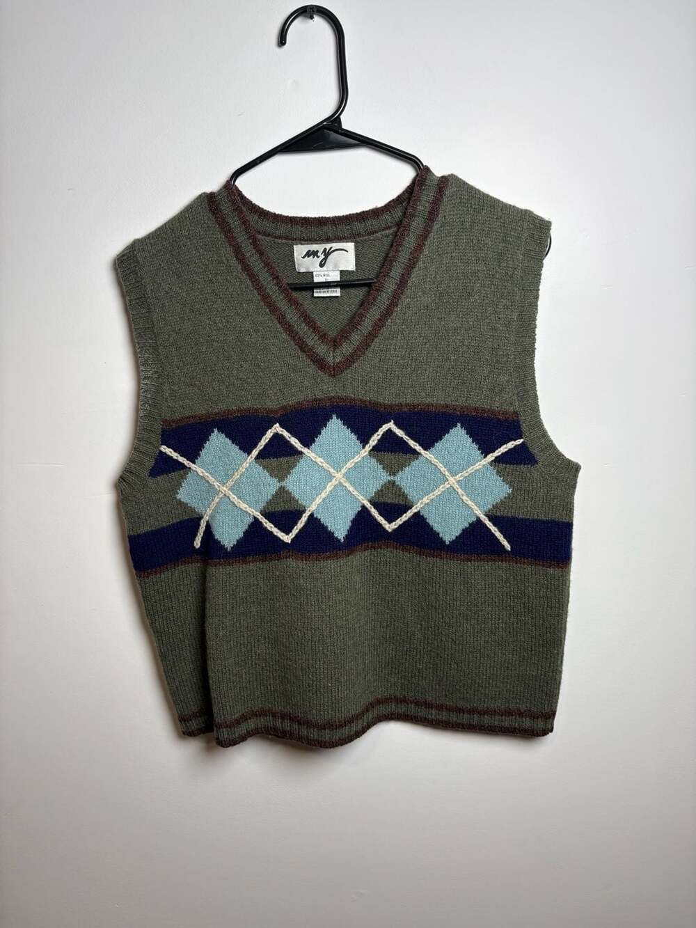 my Vintage 100% Wool Argyle V-Neck Sweater Vest